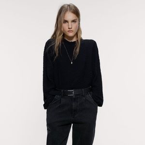 Zara wrinkle effect long sleeve top